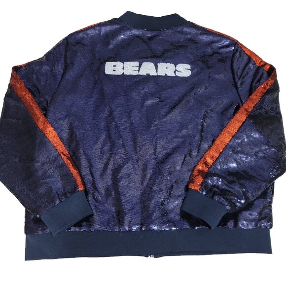 Chicago Bears Sequin Ombre Jacket Women Size 2XL The Wild Collective NFL XXL NEW - Picture 8 of 16